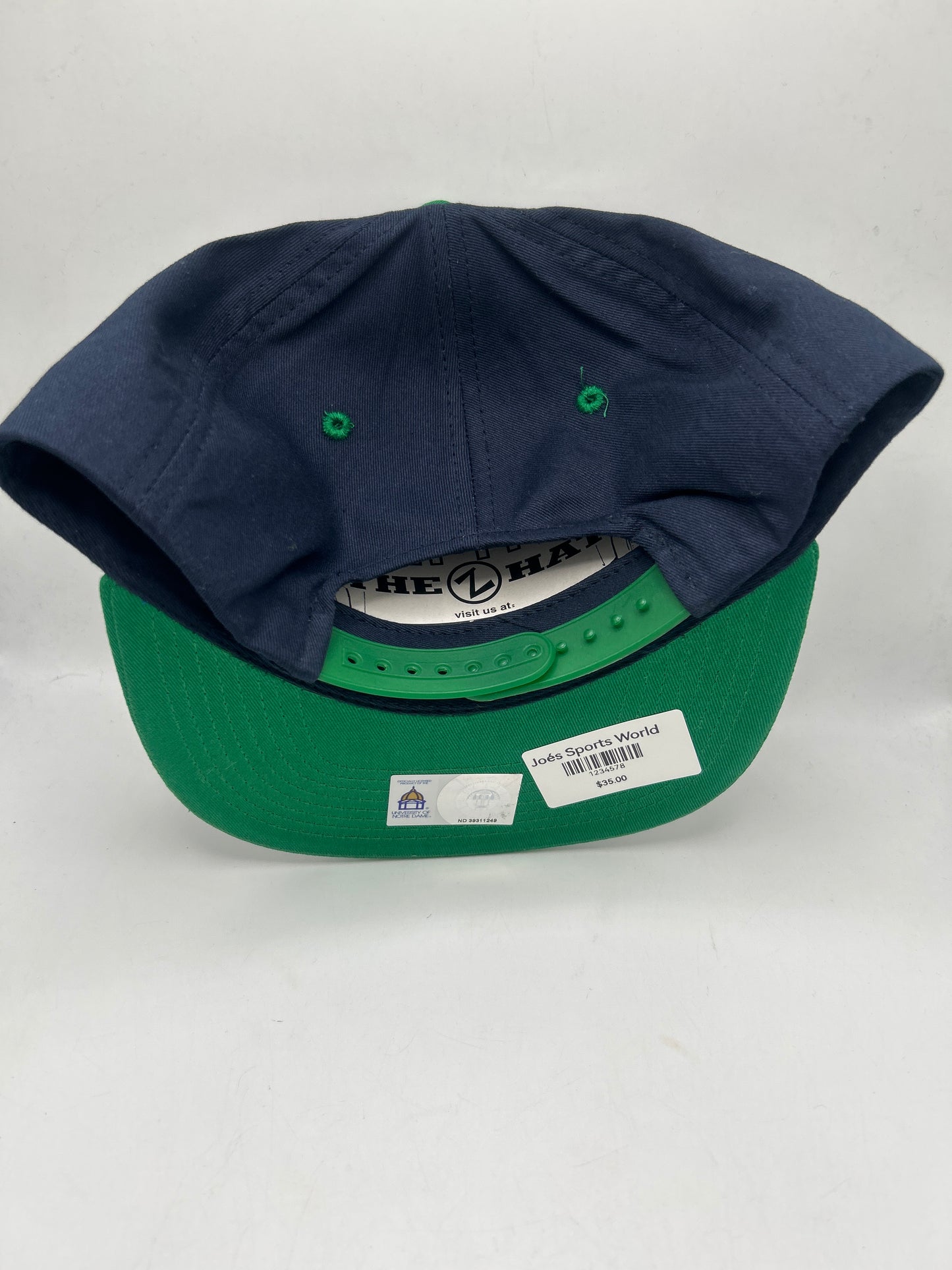 Notre Dame University Fighting Irish Zephyr Collegiate Navy/Green Snapback