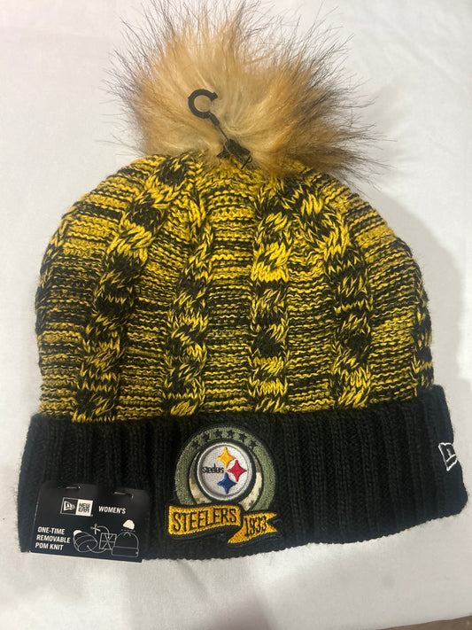 Pittsburgh Steelers NFL New Era One Time Removable Pom Knit Beanie