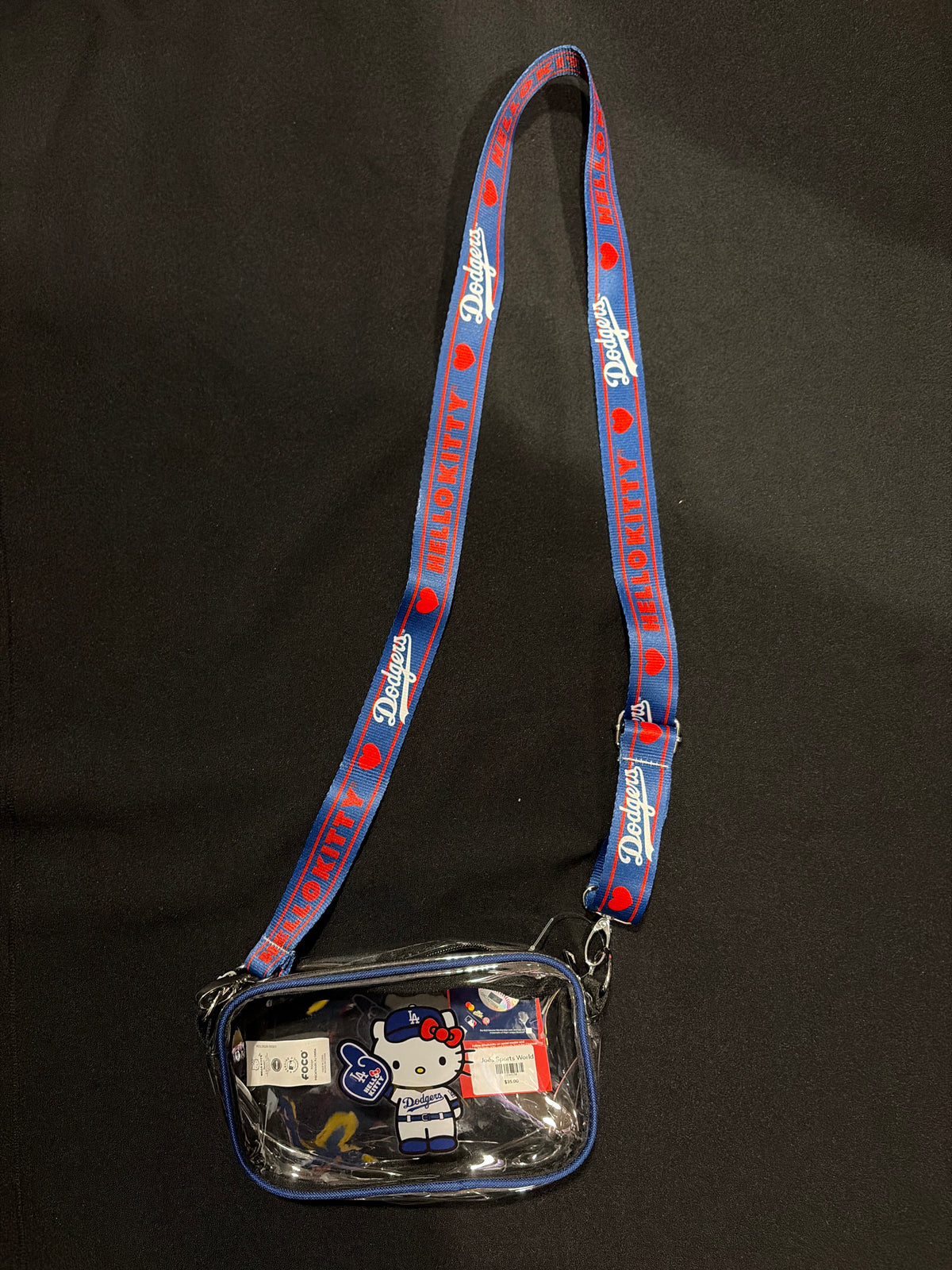 Los Angeles Dodgers MLB FOCO Hello Kitty Clear Crossbody Bag