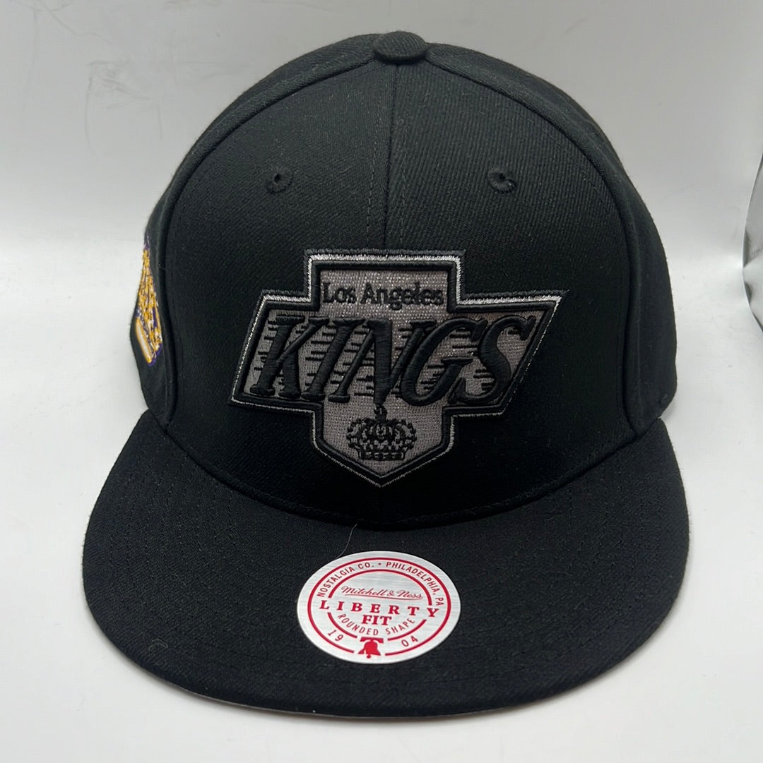 Los Angeles Kings NHL Mitchell & Ness Nostalgia Co 1904 Liberty Fit Rounded Shape with Retro Crown Logo on side panel Snapback