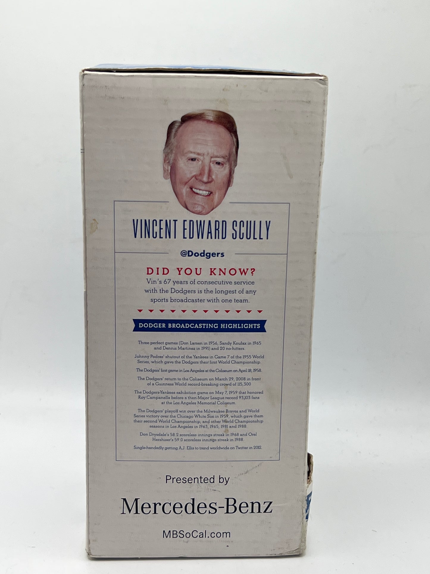 Los Angeles Dodgers Vin Scully Opening Day 2016 Bobblehead