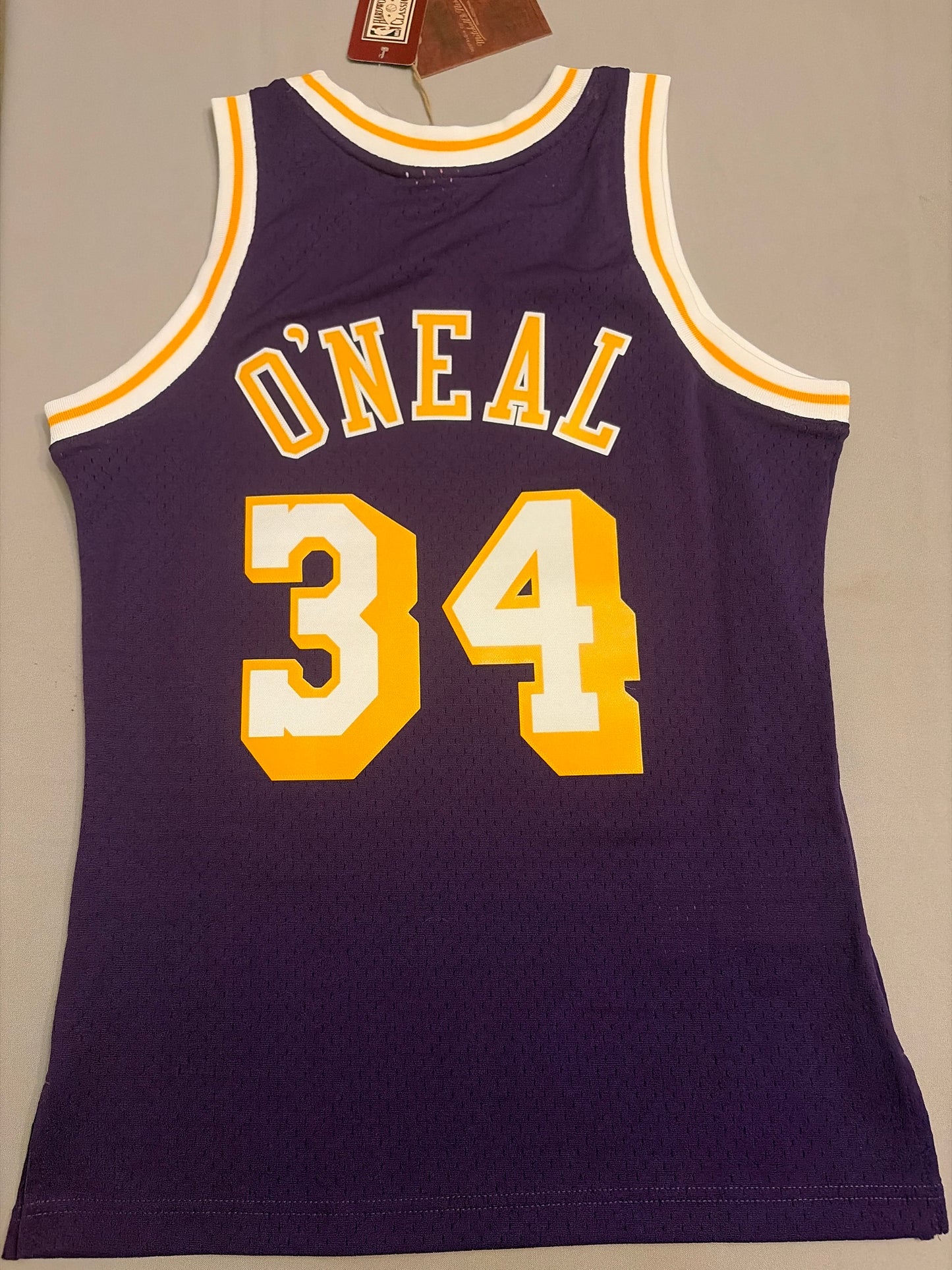 Los Angeles Lakers NBA Mitchell & Ness Hardwood Classics #34 1996-97 Shaquille O’Neal HWC Swingman Road Men Jersey