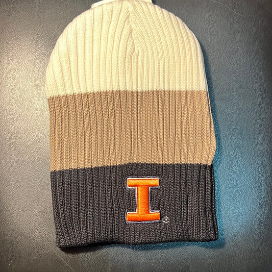 Illinois University Officially Licensed Collegiate Ann Co Product Triple Color Beanie