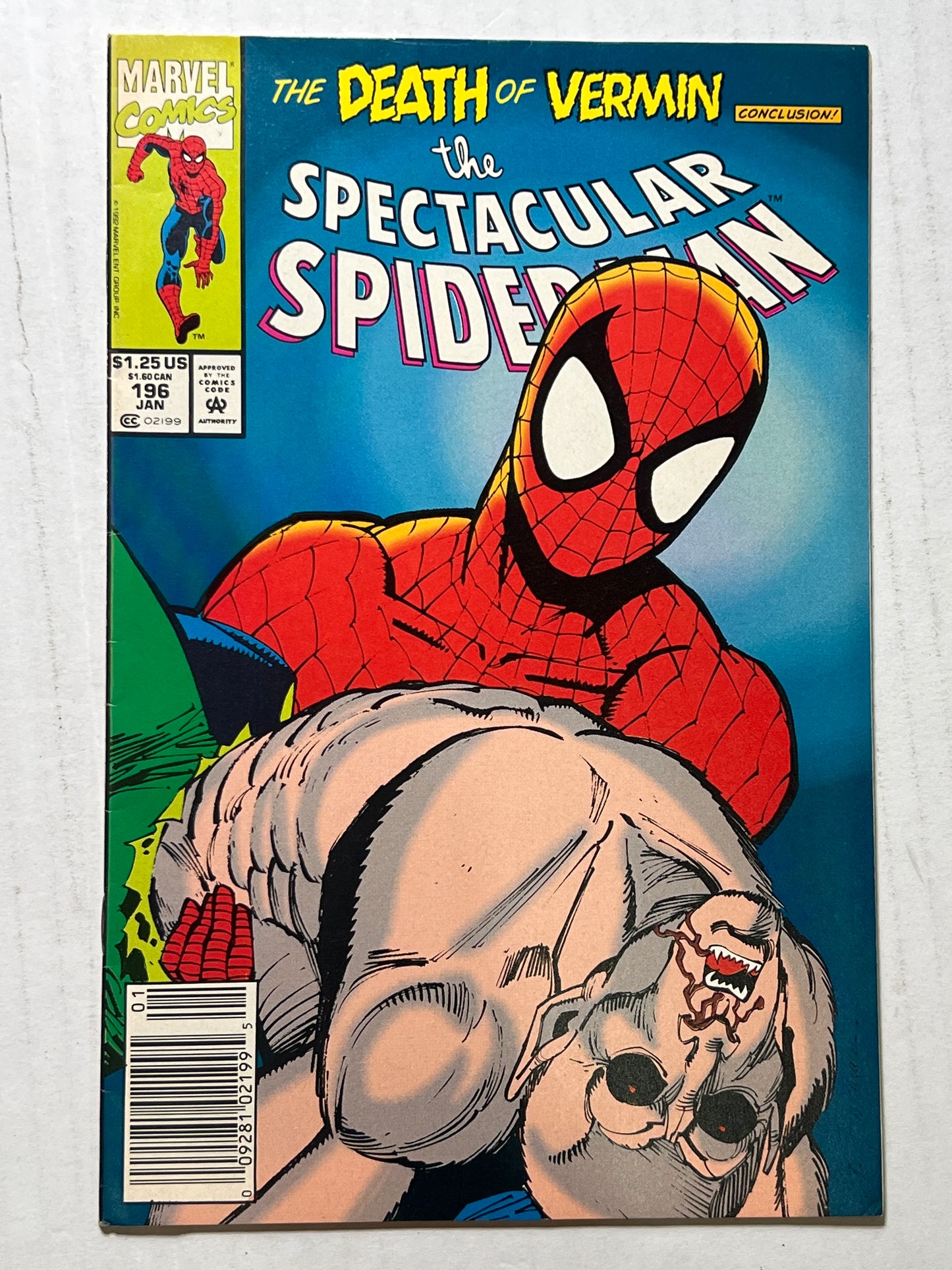 The Spectacular Spider-Man by Marvel Comics Group “The Death of Vermin:  Conclusion!” #196 Jan 1992 Comic Book
