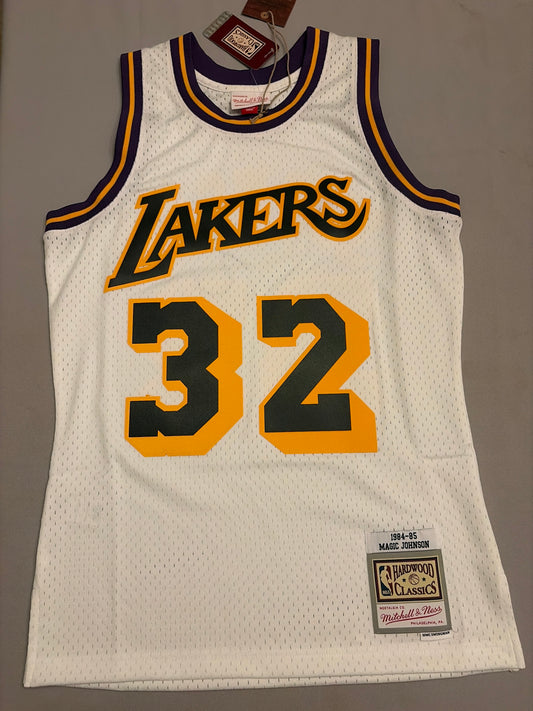 Los Angeles Lakers NBA Mitchell & Ness Hardwood Classics #32 1984-1985 Magic Johnson HWC Swingman Men Jersey