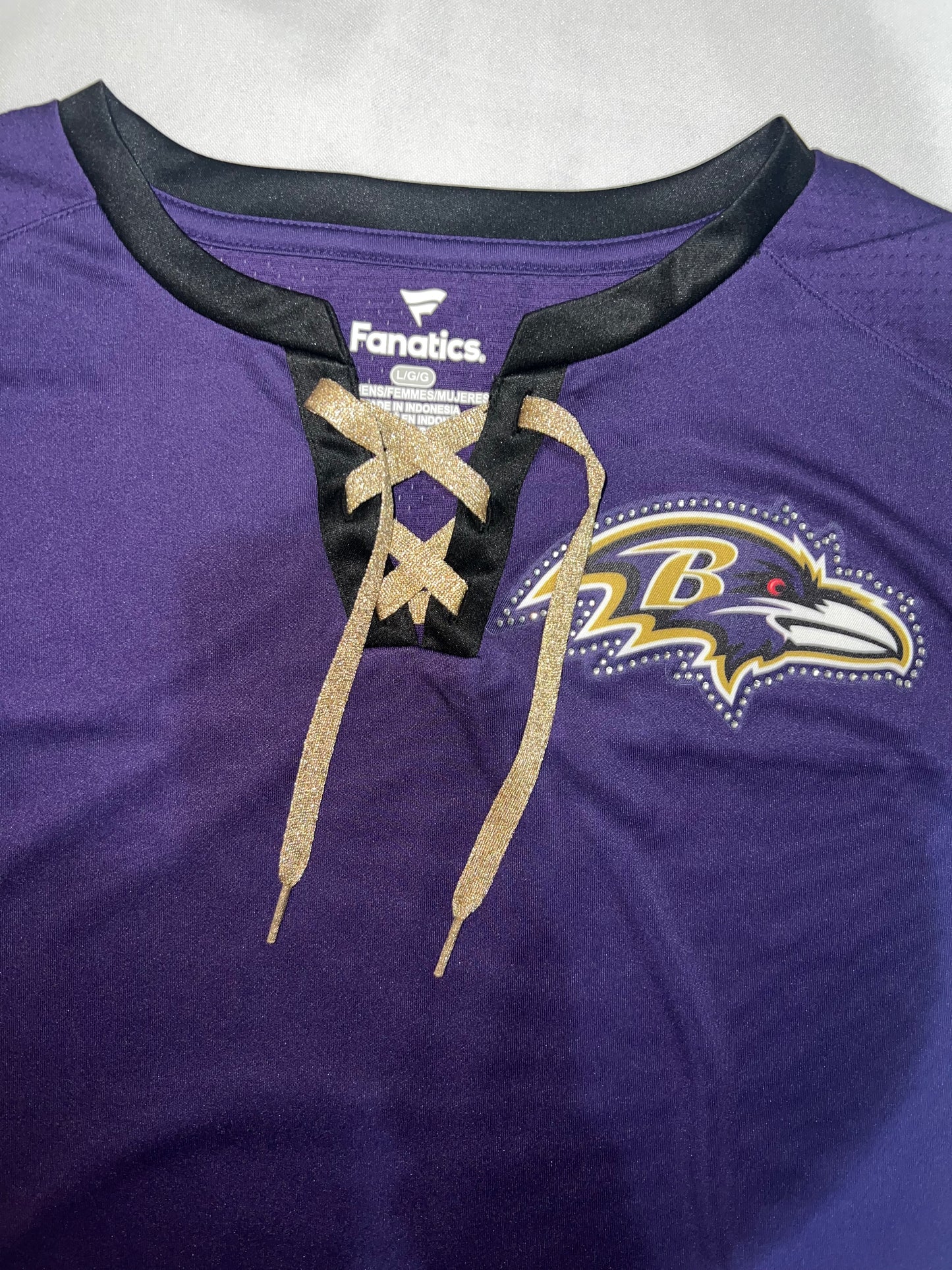 Baltimore Ravens NFL Fanatics Lace-Up Women’s Short Sleeve Shirt