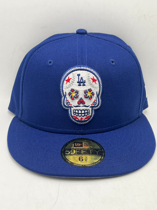 Los Angeles Dodgers MLB New Era 59Fifty Genuine Merchandise Sugar Skull-Red Stars Royal Blue Fitted Hat