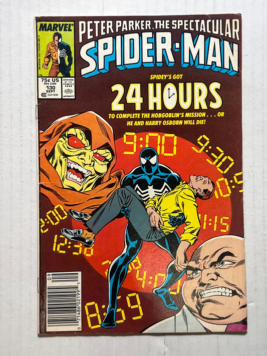 Peter Parker, The Spectacular Spider-Man by Marvel Comic Groups “24 Hours” #130 Sept 1987 Comic Book