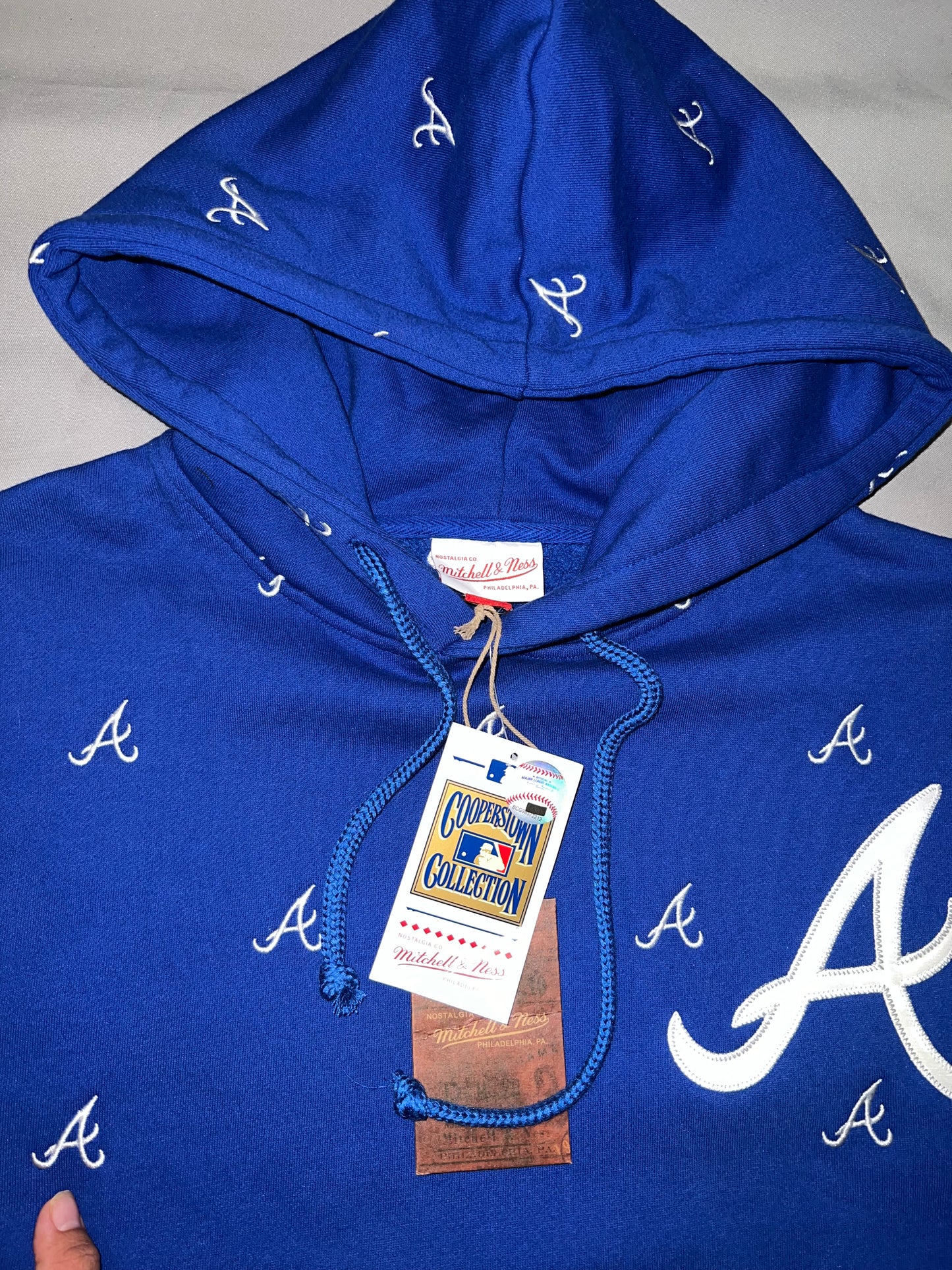 Atlanta Braves MLB Mitchell & Ness a Cooperstown Collection All-Over Fleece Hoodie