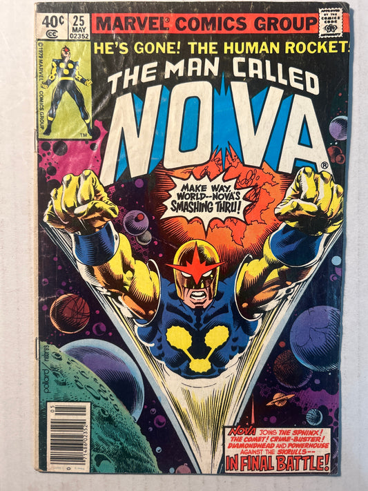 The Man Called Nova by Marvel Comics Group "He's Gone! The Human Rocket" #25 Comic Book