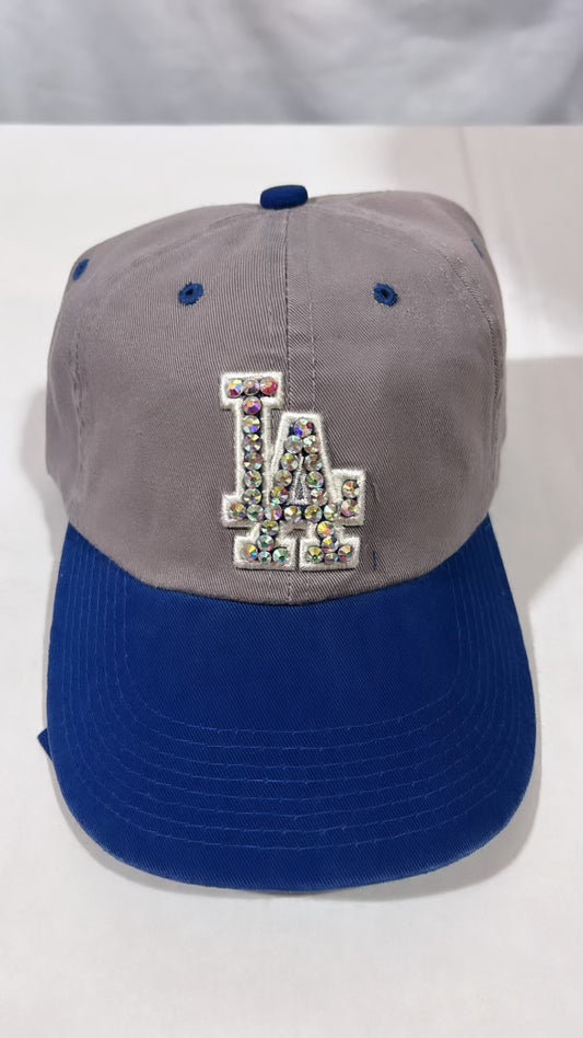 Vintage Los Angeles Dodgers MLB Puma Genuine Merchandise Grey Bedazzle Adjustable Hat