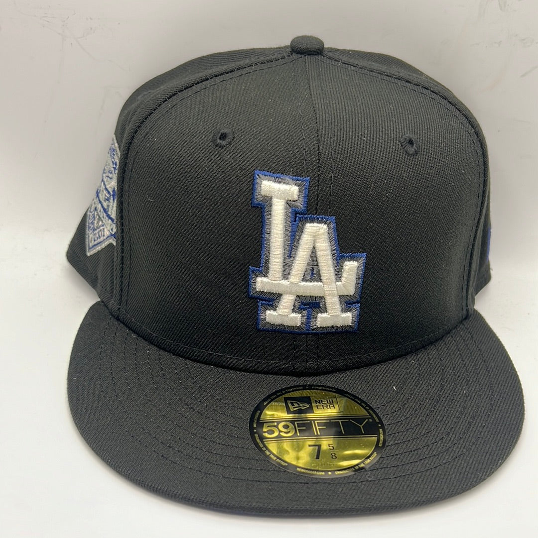 Los Angeles Dodgers MLB New Era 59Fifty Cooperstown Collection “50th Anniversary 1958-2008” Side Patch Classic Black Fitted Hat