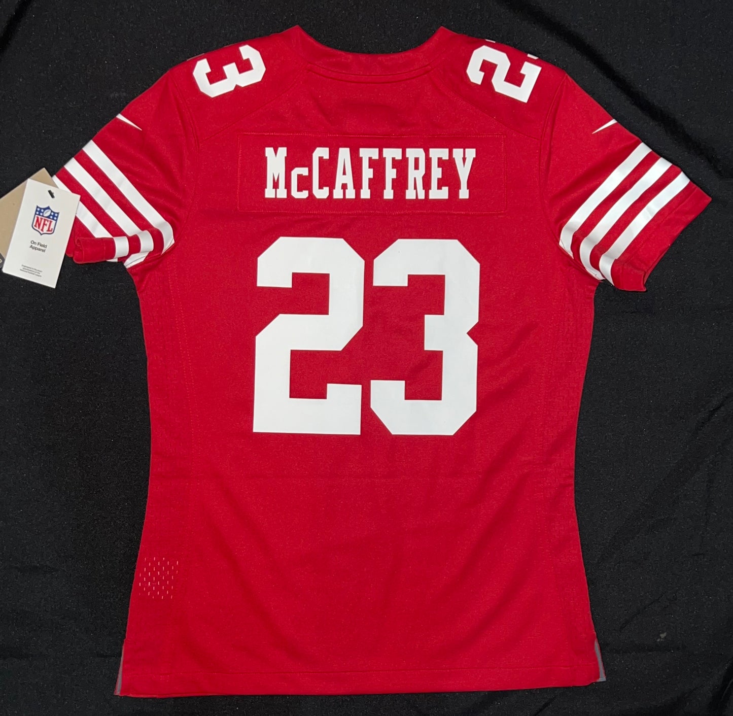 San Francisco 49ers NFL Nike On Field Apparel #23 McCaffrey Women’s Jersey