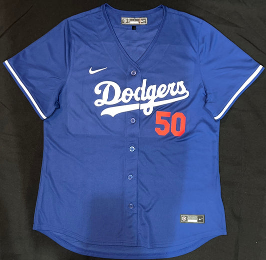 Los Angeles Dodgers MLB Nike Genuine Merchandise #50 Betts Women’s Royal Blue Jersey