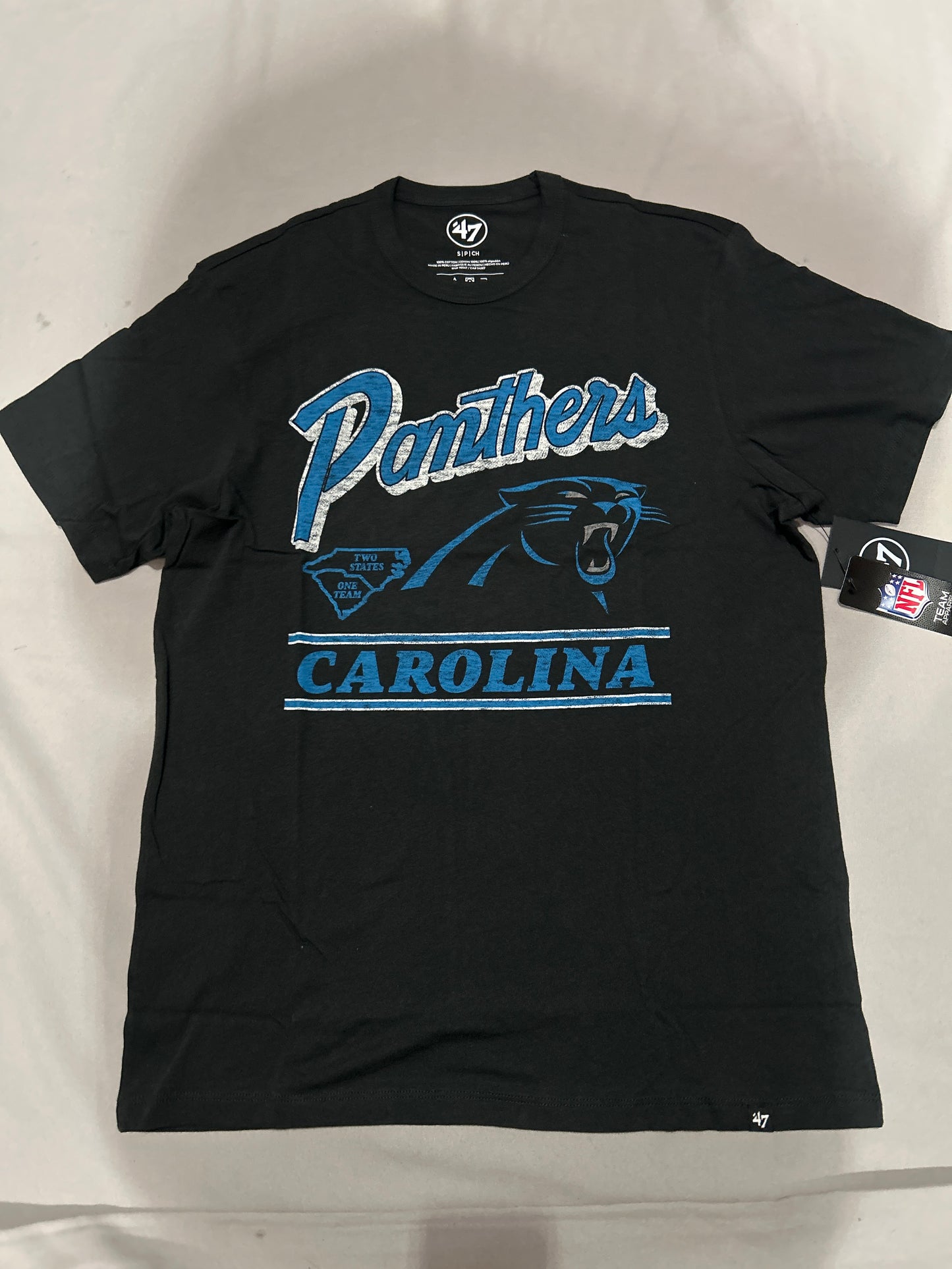 Carolina Panthers NFL 47Brand Flint Black Fly By Franklin Tee Men