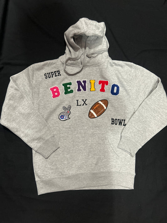 NFL Superbowl LX 2026 JSW Private Label "BENITO" Grey Authentically Unique Patched Hoodie