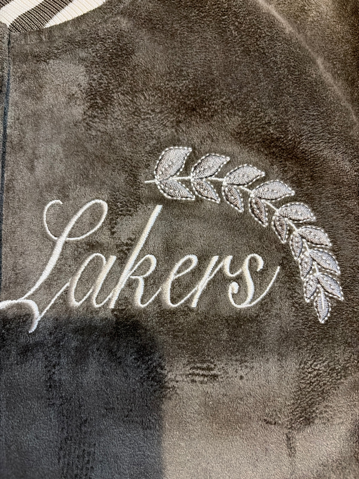 Los Angeles Lakers NBA Mitchell and Ness Tan Varsity Full-Snap Suede With leather Women Jacket