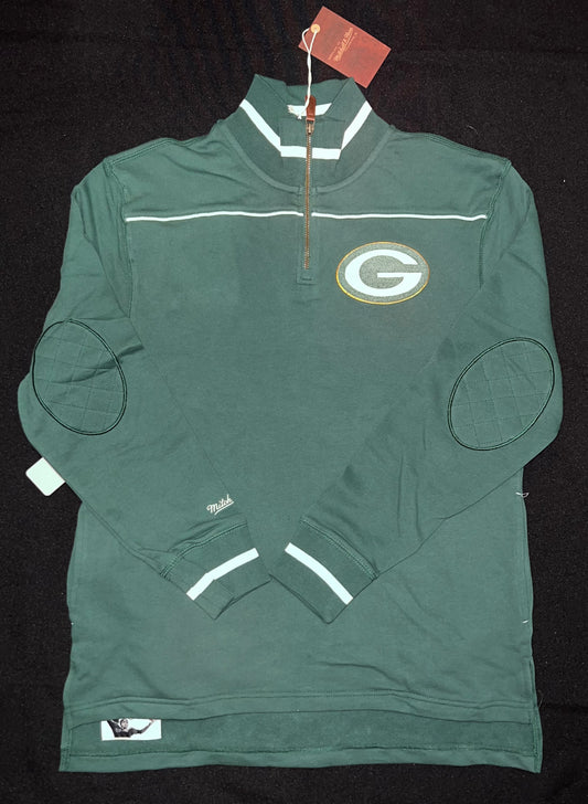 Green Bay Packers NFL Mitchell & Ness Throwback Team Issued French Terry 1/4 Zip Up Sweater