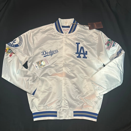 Los Angeles Dodgers MLB Mitchell & Ness Cooperstown Collection “100 Anniversary 1890-1990” & “1988 World Series” Patch Satin Mens Jacket