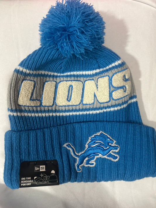 Detroit Lions NFL New Era One Time Removable Pom Knit Beanie