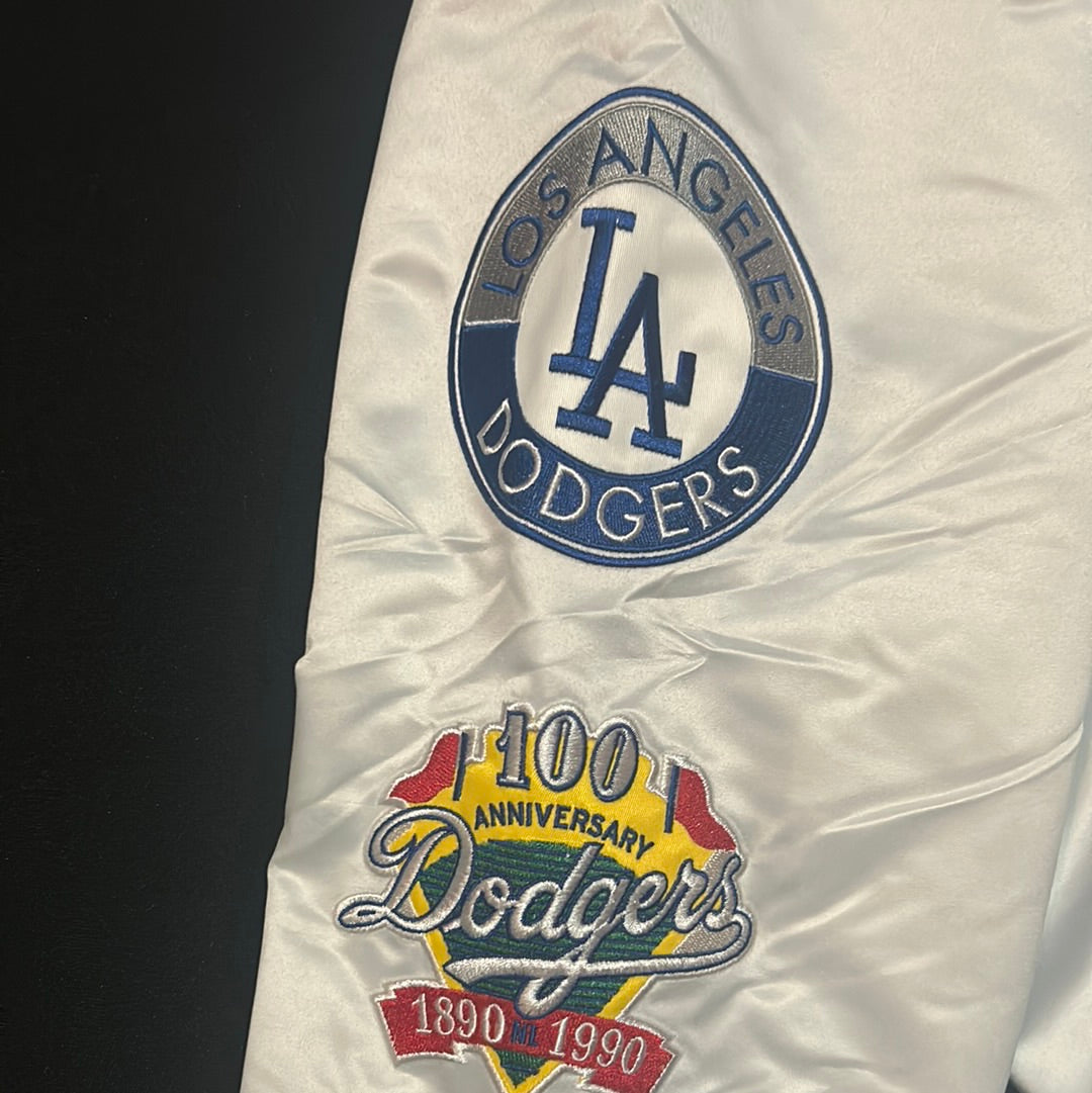 Los Angeles Dodgers MLB Mitchell & Ness Cooperstown Collection “100 Anniversary 1890-1990” & “1988 World Series” Patch Satin Mens Jacket