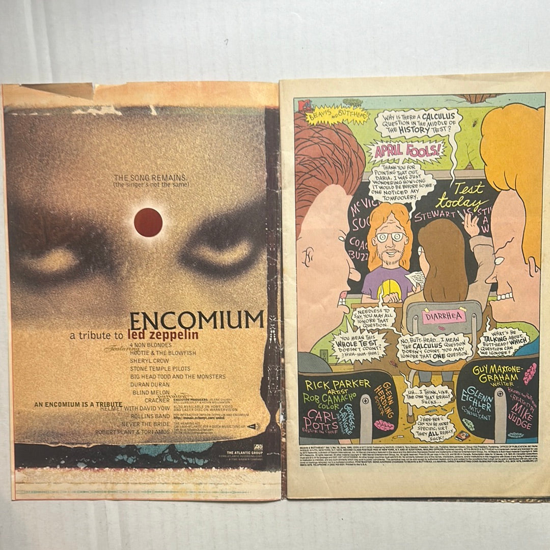 Beavis and Butt-He By Marvel Comics "April Fools Till TH'Chick Sits Down..." Comic Book