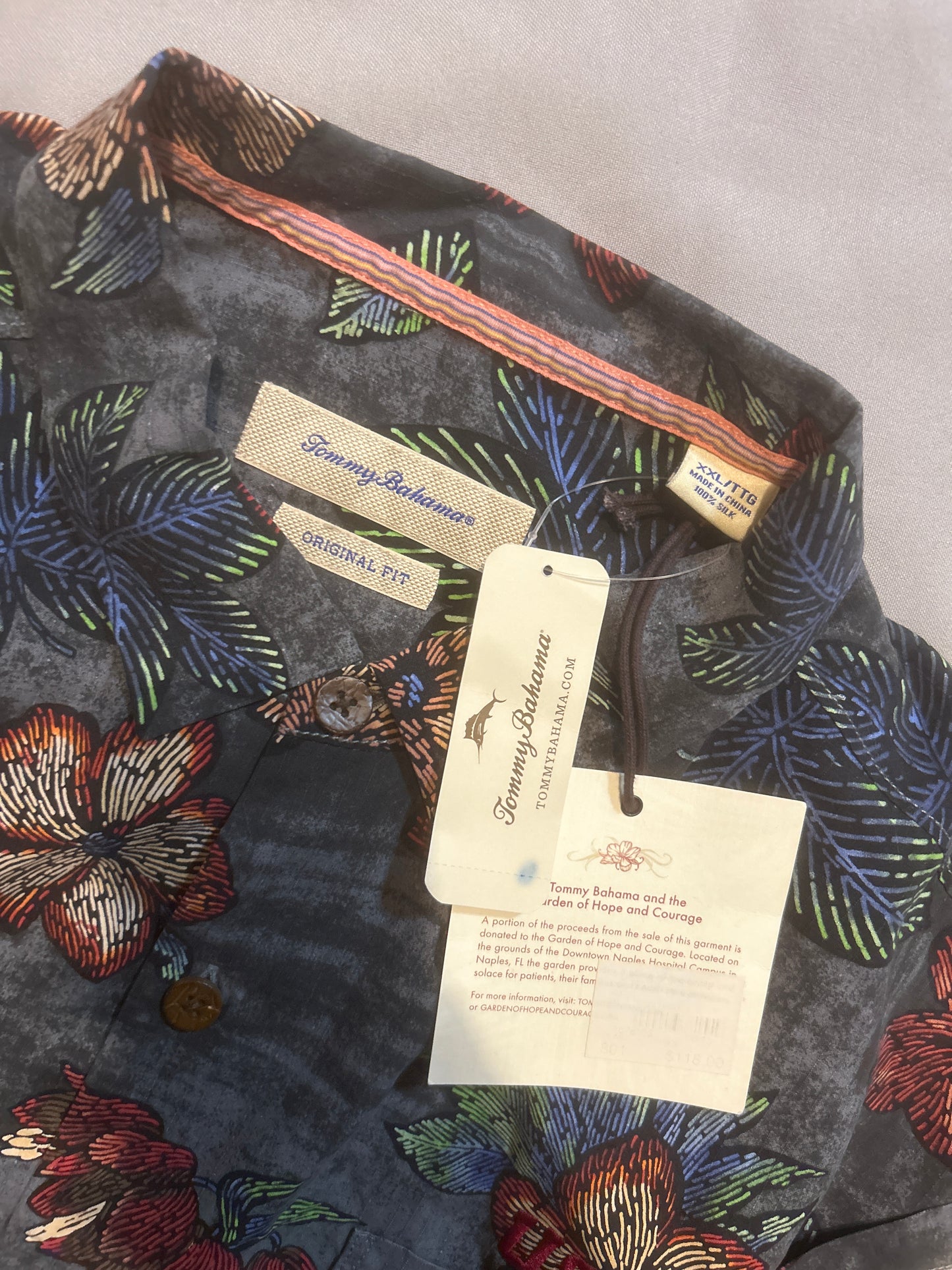 USC Trojans Tommy Bahama Silk Button-Up Floral Original Fit Men Polo Guayabera