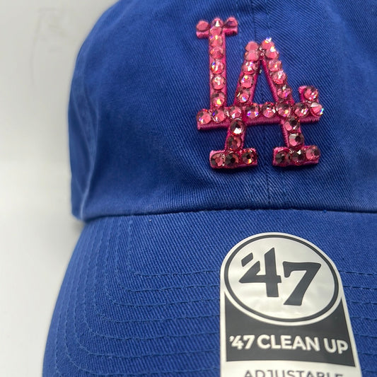 Los Angeles Dodgers MLB ‘47Clean Up Adjustable Bedazzled Royal Blue/Hot Pink Hat