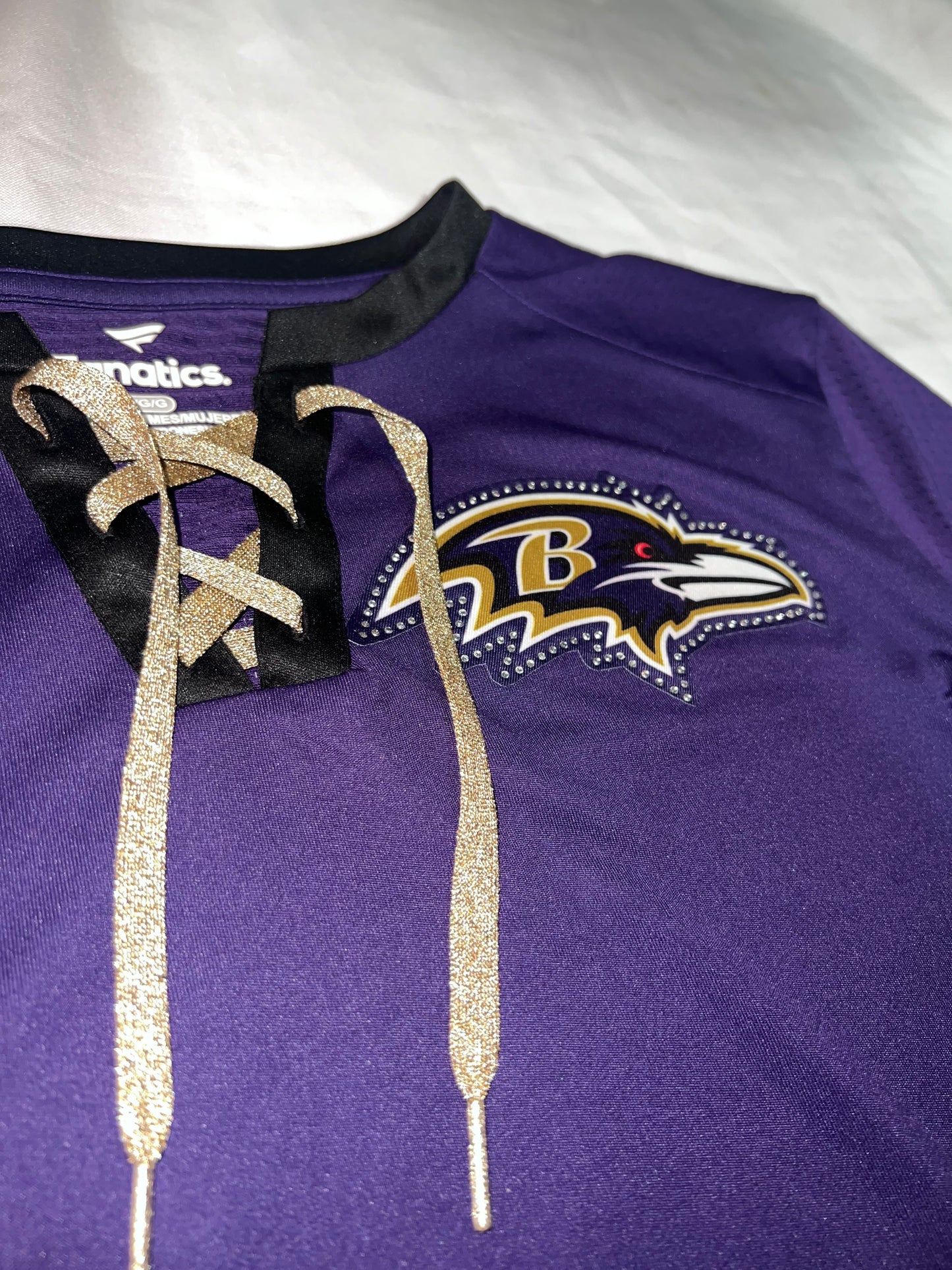 Baltimore Ravens NFL Fanatics Lace-Up Women’s Short Sleeve Shirt