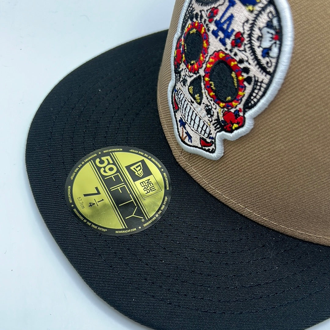 Los Angeles Dodgers MLB New Era 59Fifty Genuine Merchandise Sugar Skull Khaki/Black Fitted Hat