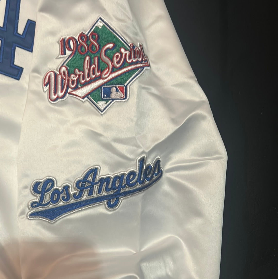 Los Angeles Dodgers MLB Mitchell & Ness Cooperstown Collection “100 Anniversary 1890-1990” & “1988 World Series” Patch Satin Mens Jacket