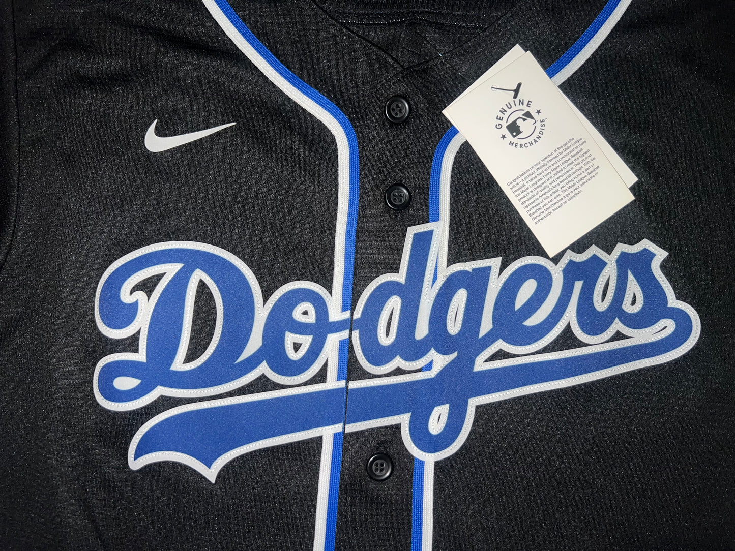 Los Angeles Dodgers MLB Nike Genuine Merchandise Black Youth Jersey