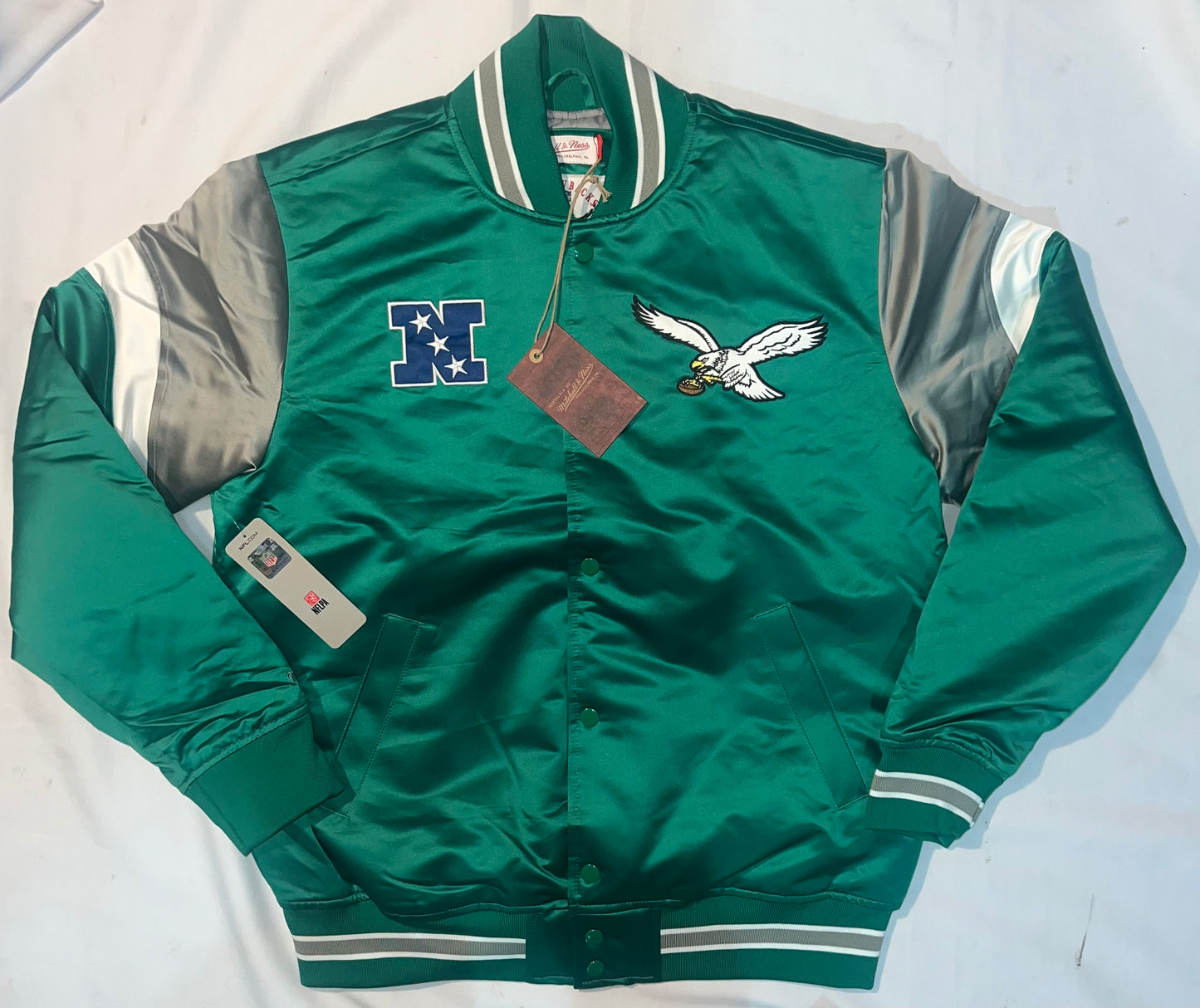 Philadelphia Eagles NFL Mitchell & Ness Nostalgia Co Throwback Heavyweight Satin Men’s Jacket