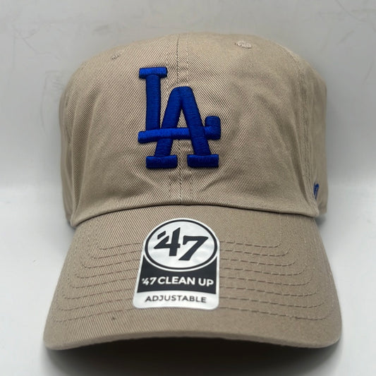 Los Angeles Dodgers MLB 47Clean Up Genuine Merchandise Khaki/Royal Blue Adjustable Hat