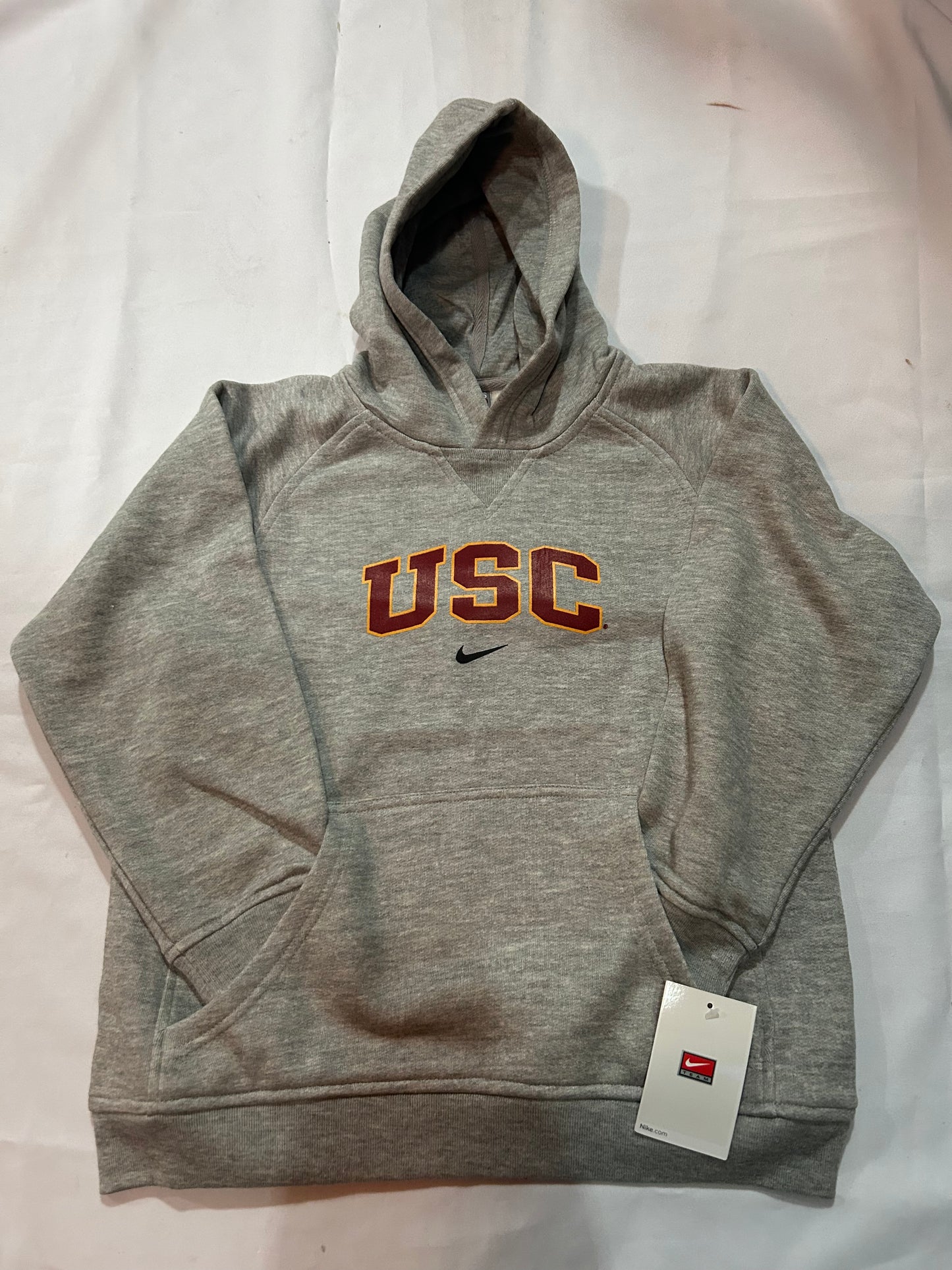 USC Trojans Authentic Nike Youth Heather Grey Pullover Hoodie