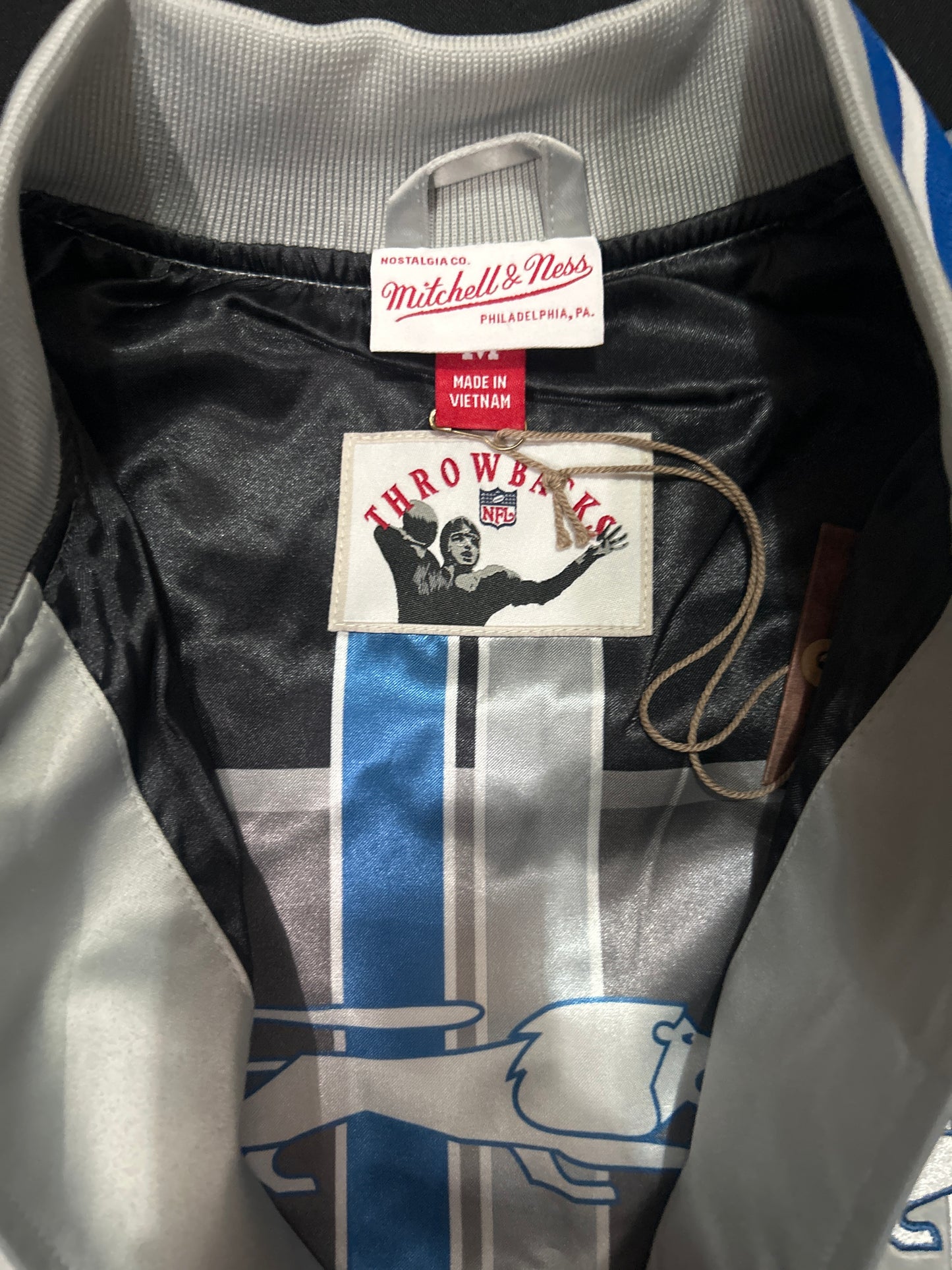 Detroit Lions NFL Mitchell & Ness Throwback Double Down Satin Jacket