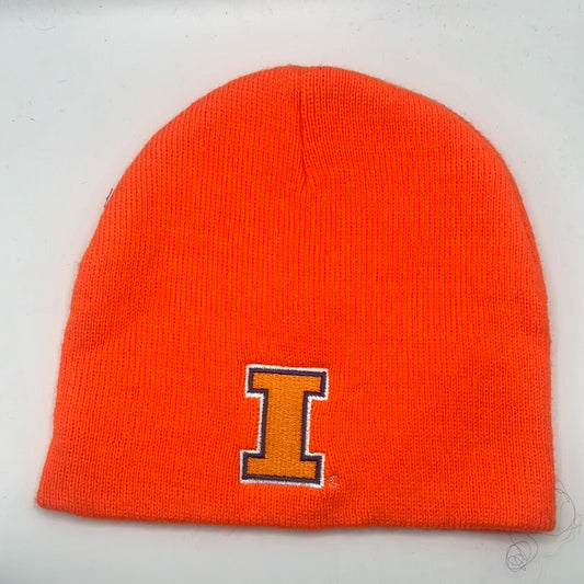 Illinois University Officially Licensed Collegiate Ann Co Product Neon Orange Beanie