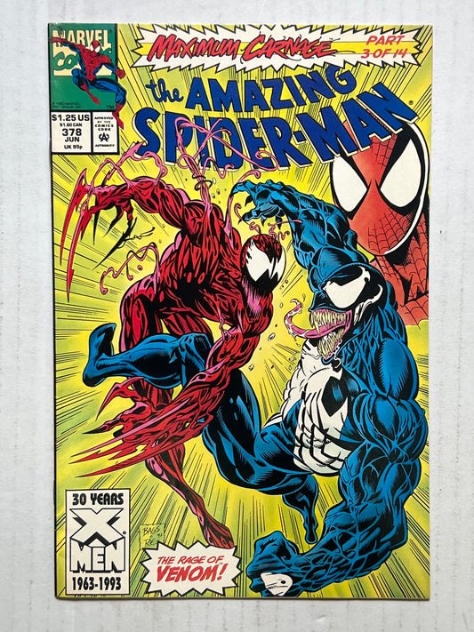 The Amazing Spider-Man By Marvel Comics Group “Maximum Carnage” Part 3 of 14 #378 Jun 1993 Comic Book
