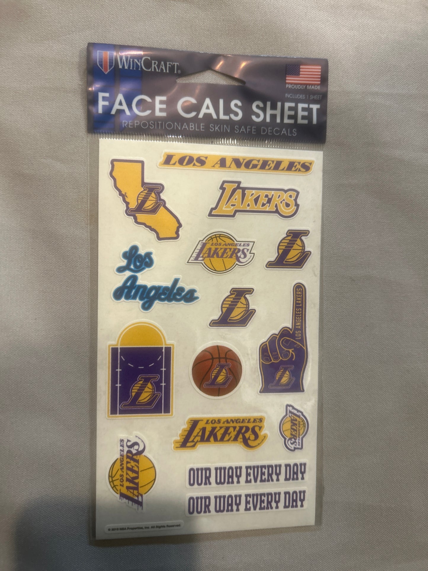 Los Angeles Lakers NBA Face Cals Sticker Sheet