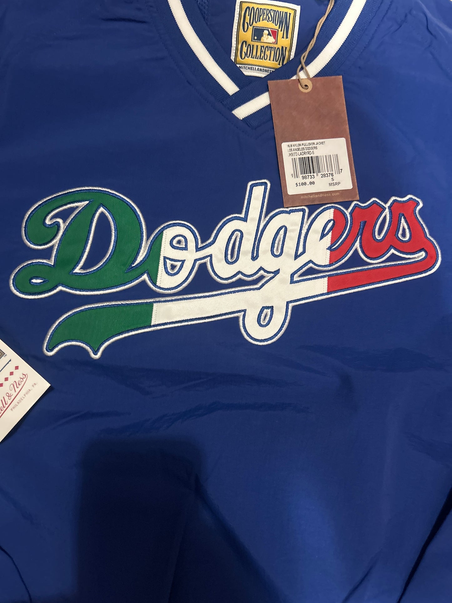Los Angeles Dodgers MLB Mitchell & Ness Cooperstown Collection Royal Blue / Vintage Mexico Flag Nylon Pullover Jacket