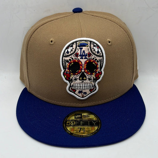 Los Angeles Dodgers MLB New Era 59Fifty Genuine Merchandise Sugar Skull khaki/Royal Blue Fitted Hat