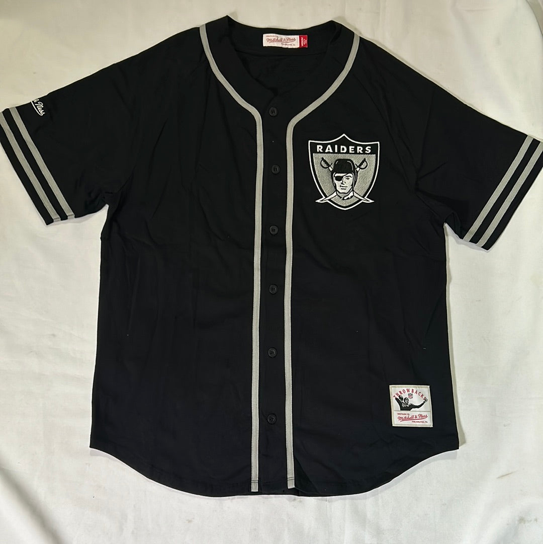 Las Vegas Raiders NFL Mitchell & Ness Nostalgia Co Throwback Cotton Fashion Front Button Up Men Jersey