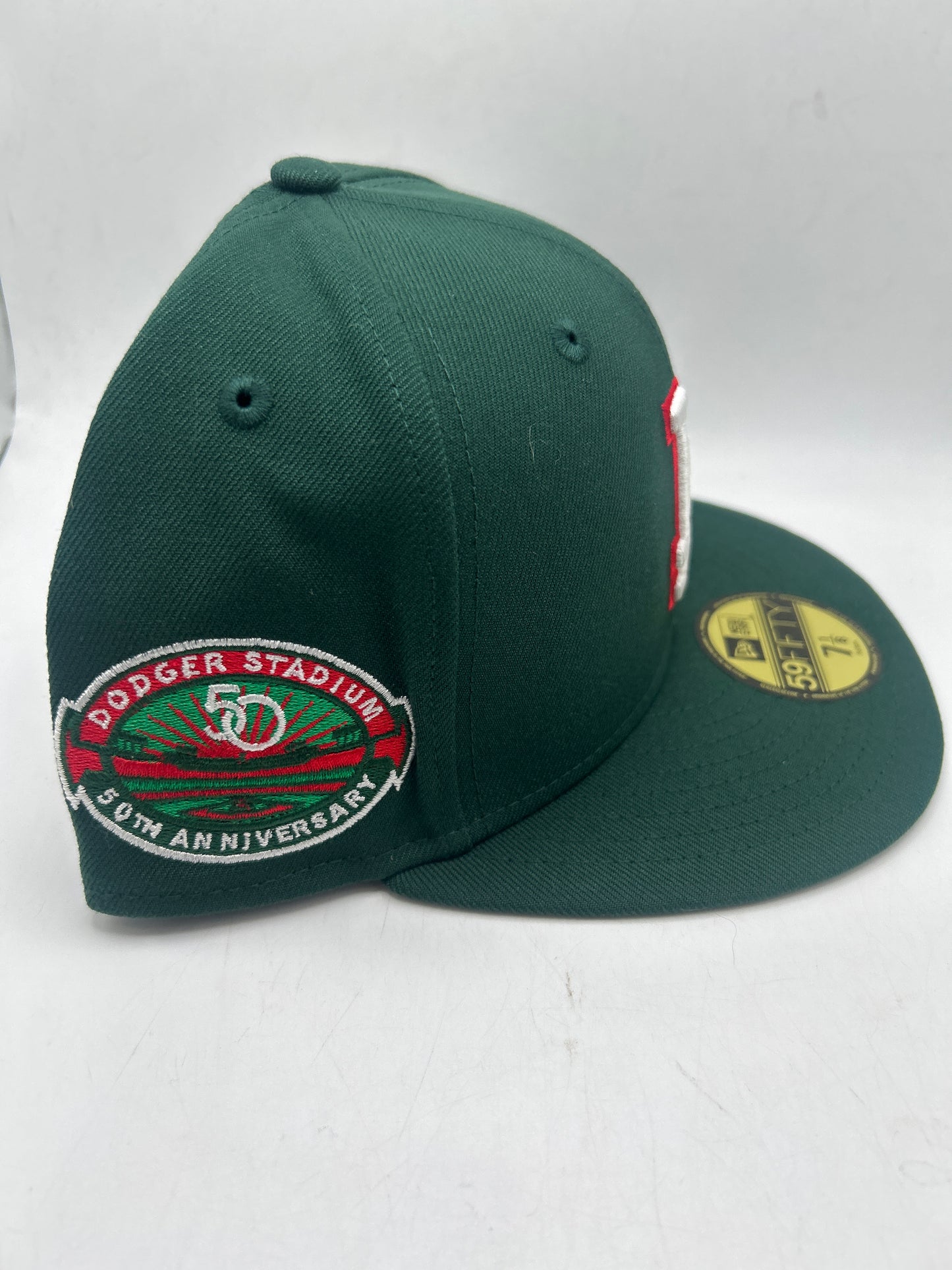 Los Angeles Dodgers MLB Cooperstown Collection New Era 59Fifty Dodgers Stadium 50th Anniversary Side Patch Fitted Hat Emerald Green