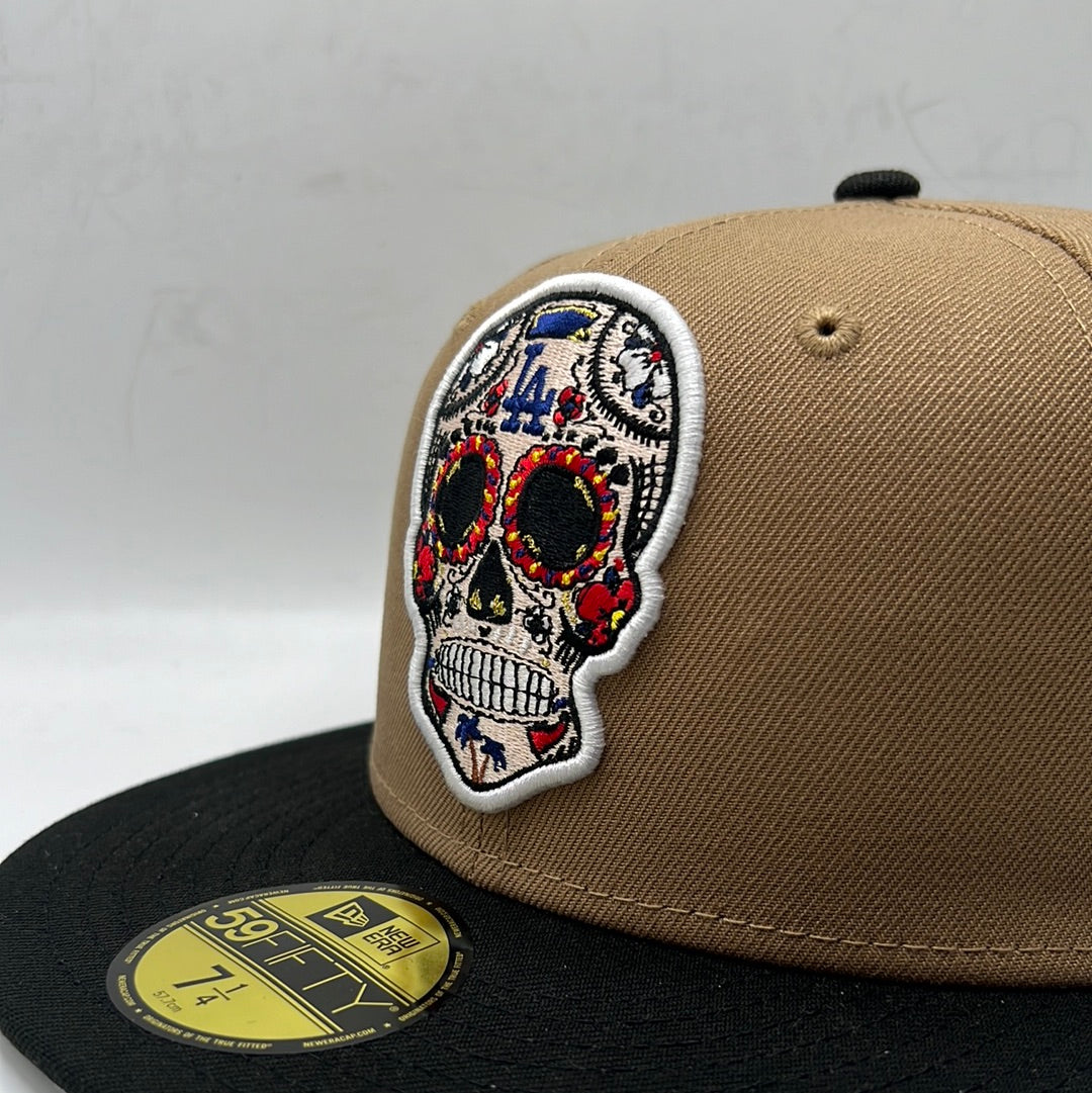 Los Angeles Dodgers MLB New Era 59Fifty Genuine Merchandise Sugar Skull Khaki/Black Fitted Hat