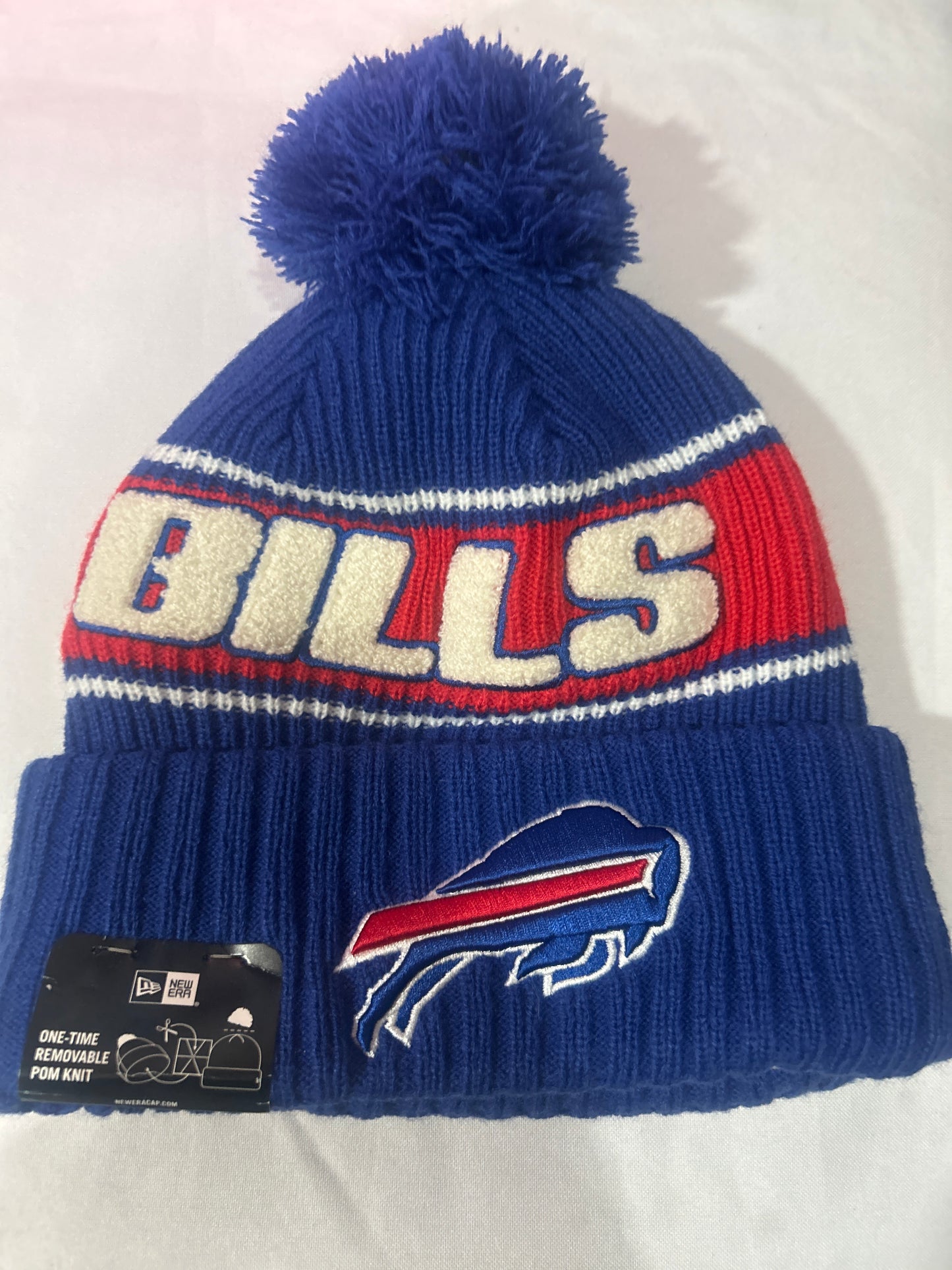 Buffalo Bills NFL New Era One Time Removable Pom Knit Beanie - Blue