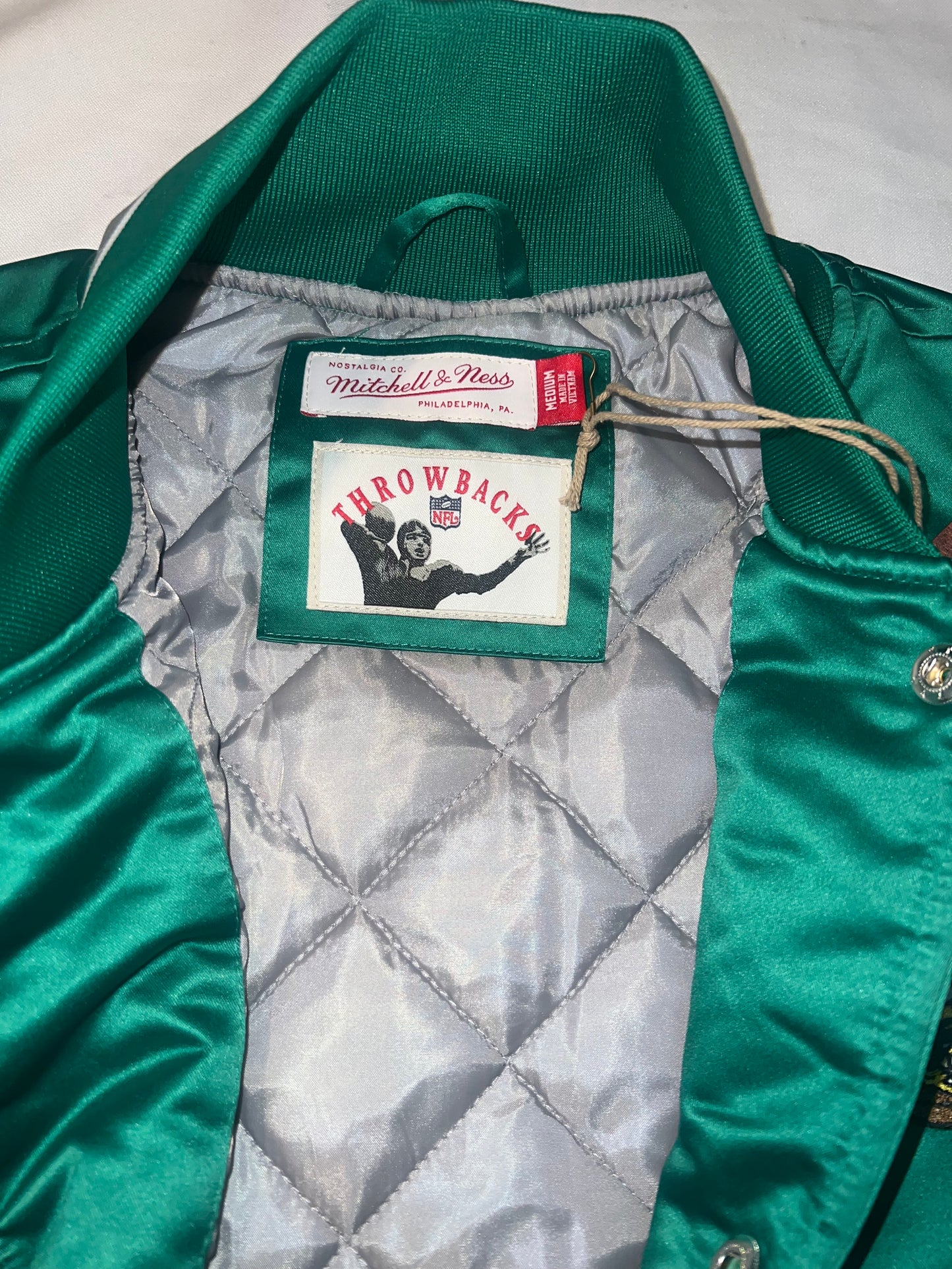 Philadelphia Eagles NFL Mitchell & Ness Nostalgia Co Throwback Heavyweight Satin Men’s Jacket