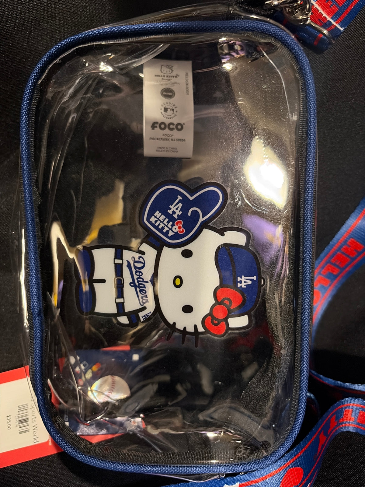 Los Angeles Dodgers MLB FOCO Hello Kitty Clear Crossbody Bag