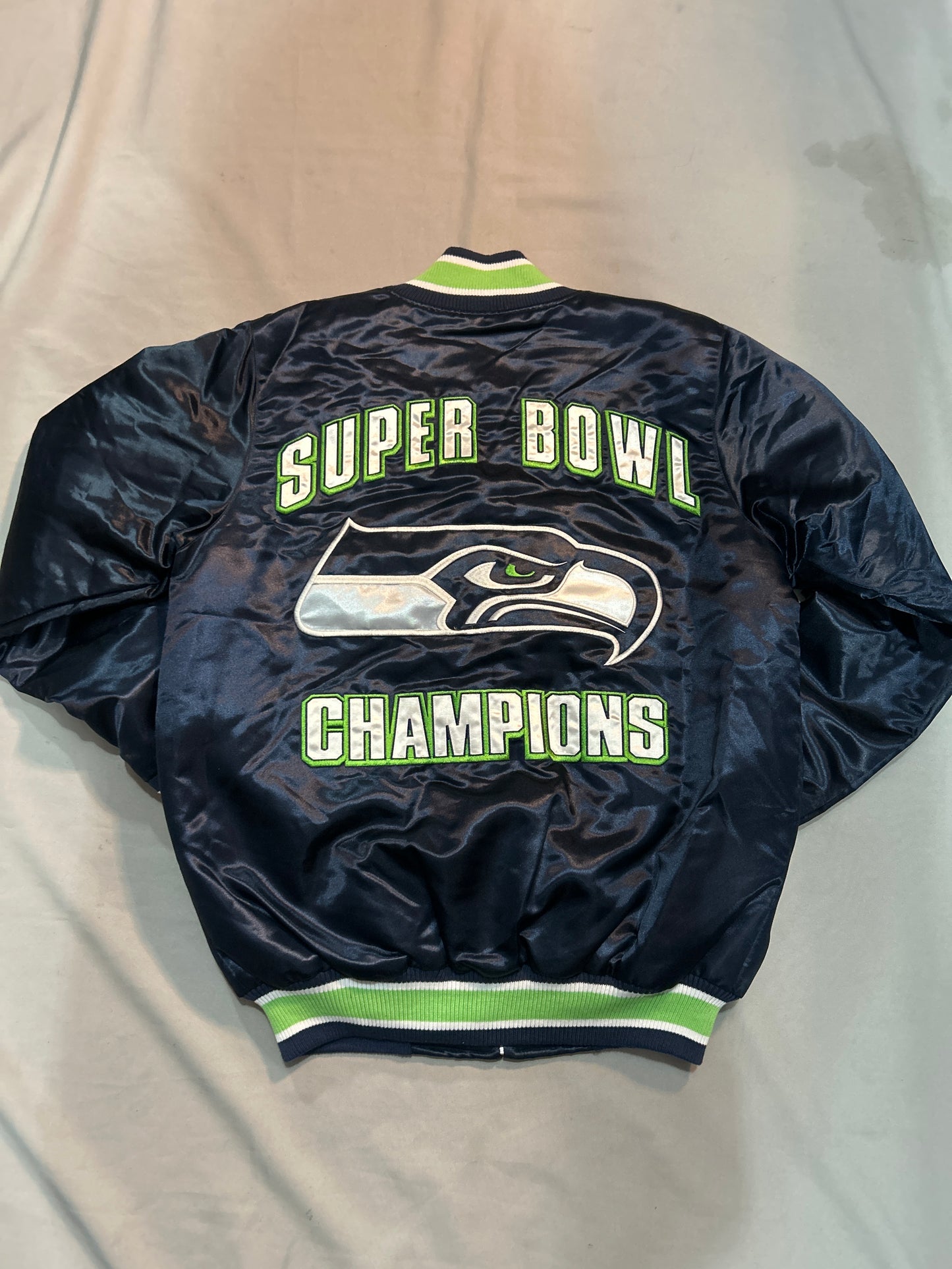 Seattle Seahawks NFL 2013 Super Bowl 48 Champions Blue Men Varsity Jacket