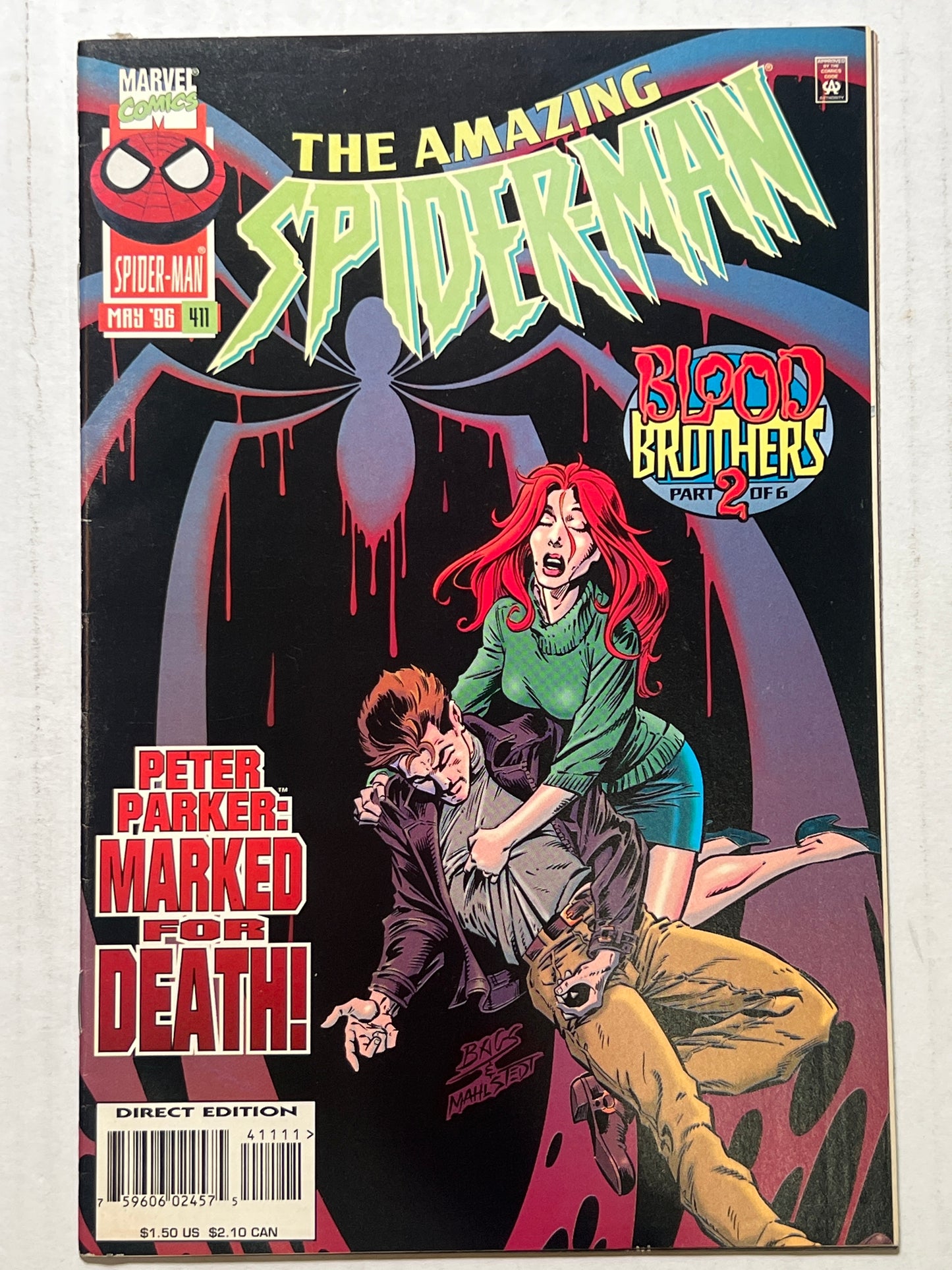 The Amazing Spider-Man by Marvel Comics Group “Blood Brothers” Part 2 of 6 #411 May 1996 Comic Book
