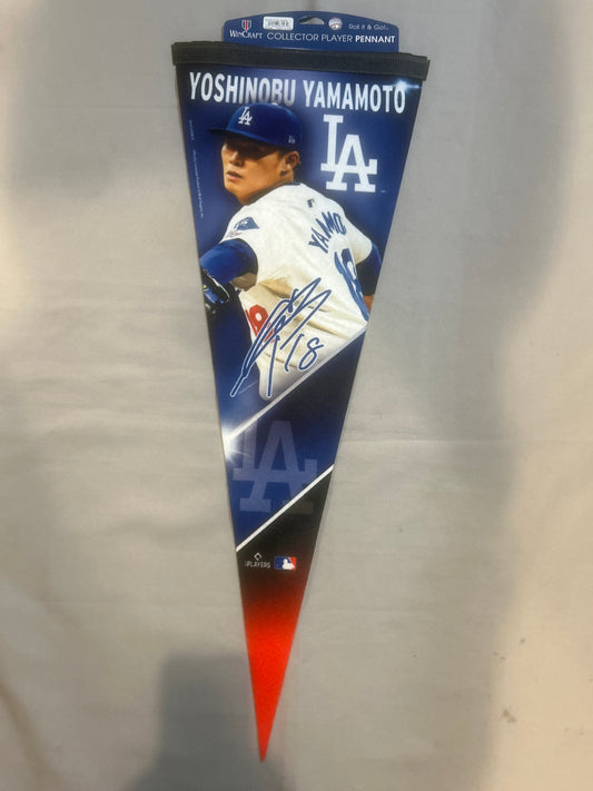 Los Angeles Dodgers MLB #18 Yoshinobu Tamamoto Collector Player Pennant.